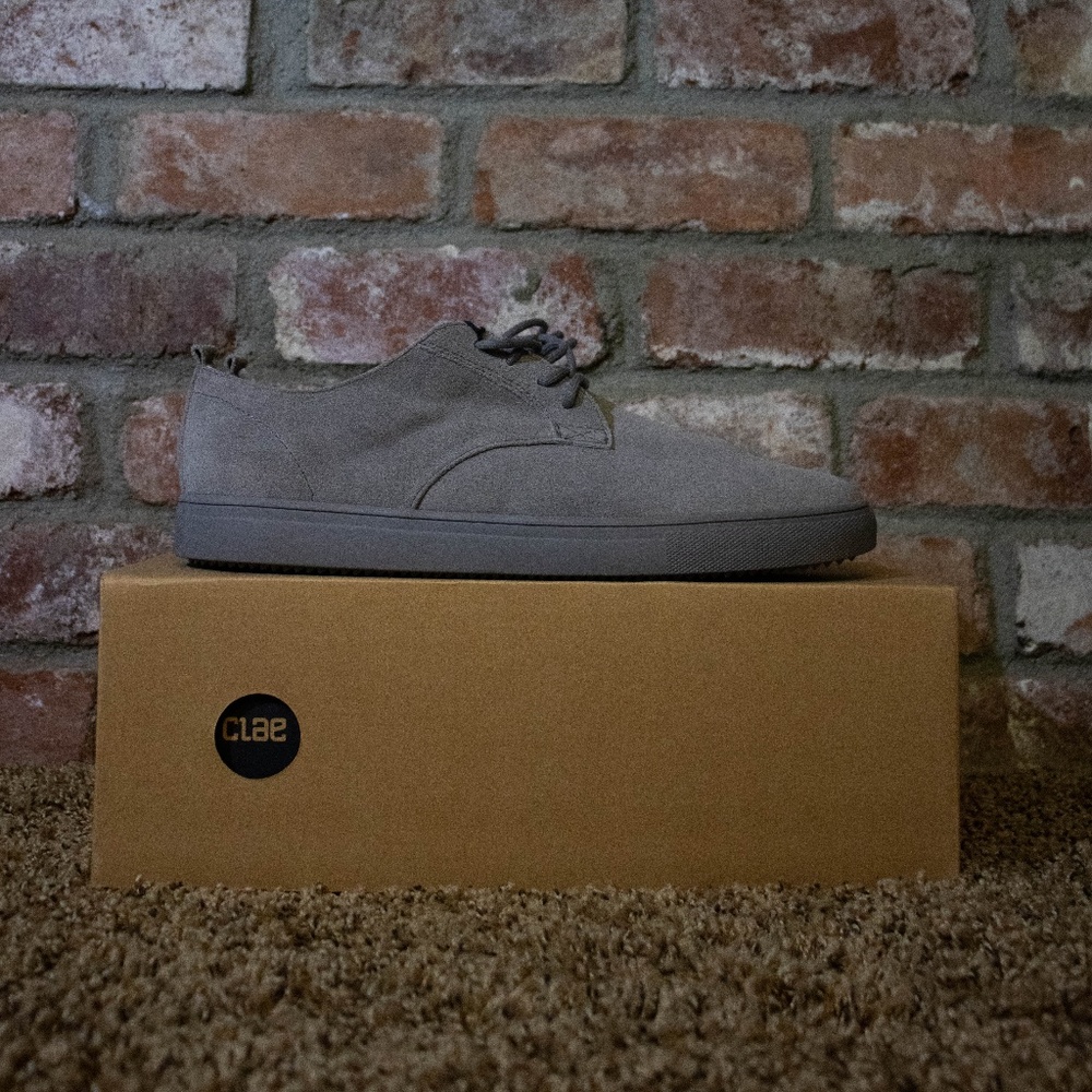 Men's Clae Grey Suede Size 12